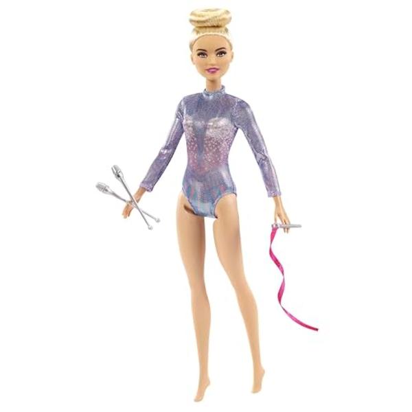 Muñeca Barbie Fashionistas n.° 225, cuerpo con curvas, cabello castaño, vestido rosa brillante y accesorios, juguete coleccionable del 65.º aniversario..