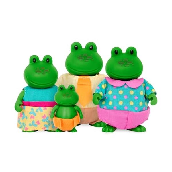 Li'l Woodzeez – La familia de ranas Croakalily – Juego de 4 figuras articuladas de ranas coleccionables con libro de cuentos – Figuras de muñecas para jugar a la imaginación – Jugu.
