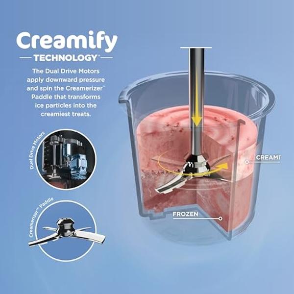 Máquina para hacer helados Ninja NC301 CREAMi, para helados, mezclas, batidos, sorbetes, smoothies y más, 7 programas de un solo toque, con (2) recipientes de una pinta y tapas, ta.