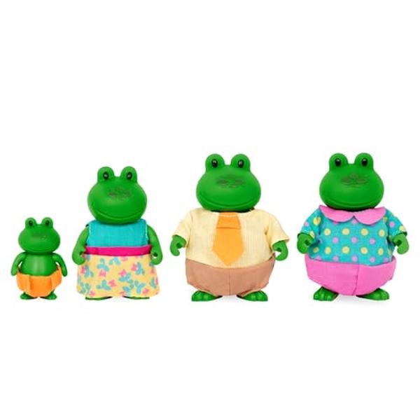 Li'l Woodzeez – La familia de ranas Croakalily – Juego de 4 figuras articuladas de ranas coleccionables con libro de cuentos – Figuras de muñecas para jugar a la imaginación – Jugu.