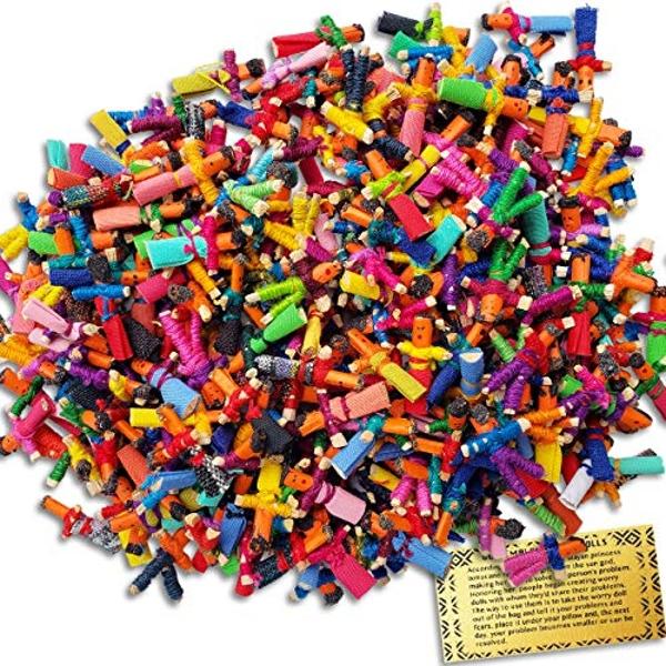 150 Muñecas de Preocupación de Guatemala - Niñas y Niños - Muñecas Guatemaltecas - Mayas - Problemas - Ansiedad - Personas - Mexicanas - (2.5 cm) (Paquete de 150).
