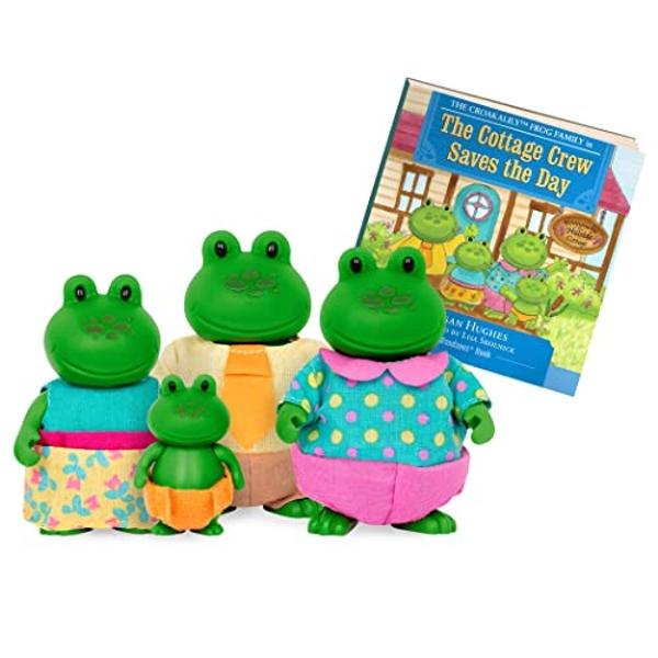 Li'l Woodzeez – La familia de ranas Croakalily – Juego de 4 figuras articuladas de ranas coleccionables con libro de cuentos – Figuras de muñecas para jugar a la imaginación – Jugu.