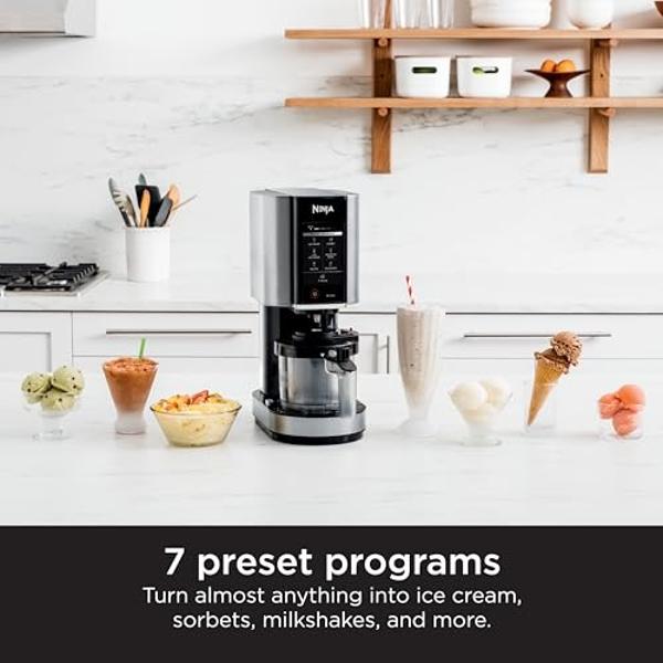 Máquina para hacer helados Ninja NC301 CREAMi, para helados, mezclas, batidos, sorbetes, smoothies y más, 7 programas de un solo toque, con (2) recipientes de una pinta y tapas, ta.