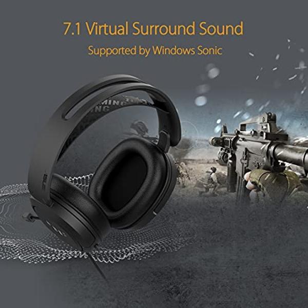 Auriculares con cable ASUS TUF Gaming H1 | Micrófono certificado por Discord, sonido envolvente 7.1, controladores de 40 mm, 3,5 mm, ligeros, para PC, Switch, PS4, PS5, Xbox One, X.