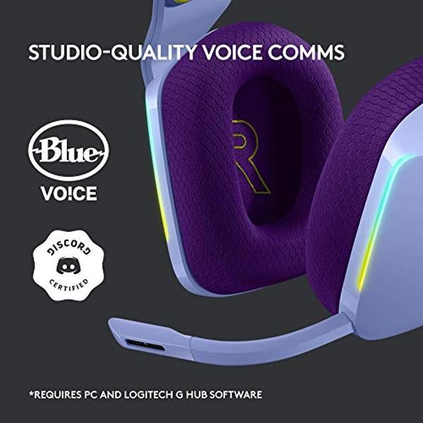 Auriculares inalámbricos para juegos Logitech G733 LIGHTSPEED con diadema de suspensión, LIGHTSYNC RGB, tecnología de micrófono Blue VO!CE y controladores de audio PRO-G - Lila.