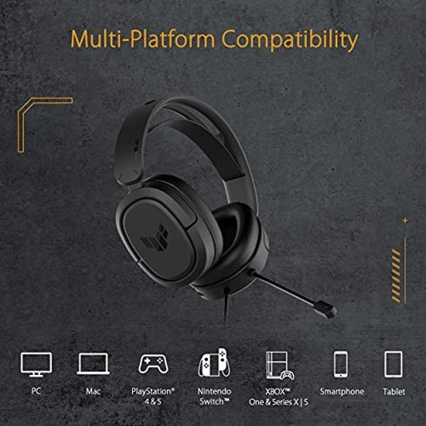 Auriculares con cable ASUS TUF Gaming H1 | Micrófono certificado por Discord, sonido envolvente 7.1, controladores de 40 mm, 3,5 mm, ligeros, para PC, Switch, PS4, PS5, Xbox One, X.