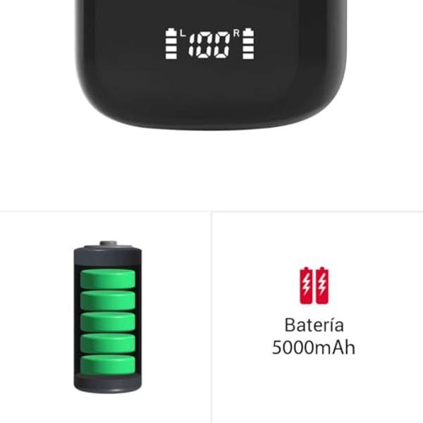 Auriculares inalámbricos Compaq QBuds, Bluetooth con sonido premium envolvente, control táctil, larga distancia (10 k), estuche de carga con pantalla LED, resistencia al sudor IPX7.