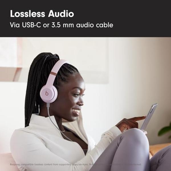 Beats Solo 4 - Auriculares inalámbricos Bluetooth supraaurales, compatibles con Apple y Android, hasta 50 horas de batería - Rosa nube.