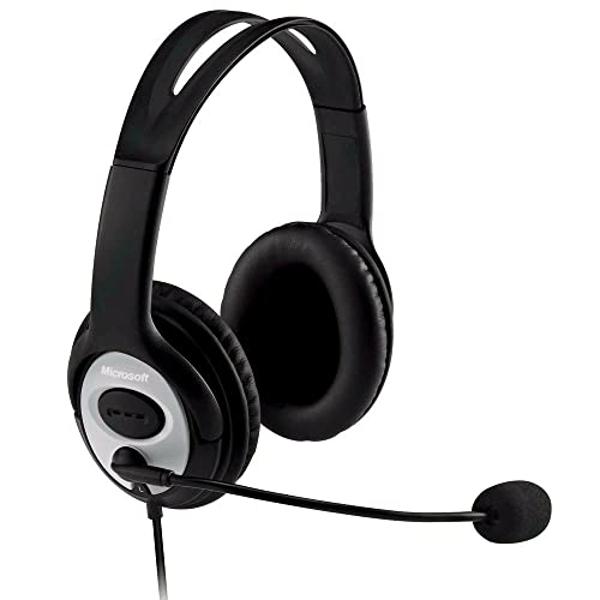 Auriculares Microsoft LifeChat LX-3000 (JUG-00013) con sonido estéreo nítido, Plug and Play, micrófono con cancelación de ruido para portátil/PC, supraaurales..