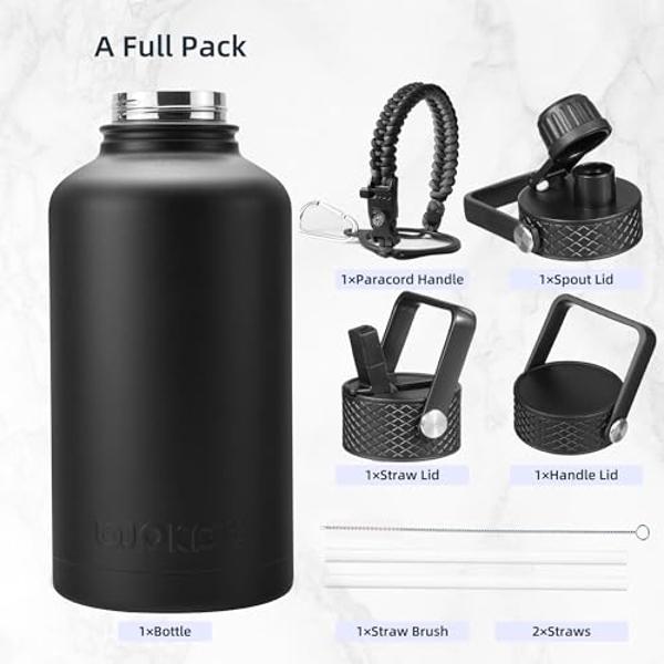 Botella De Agua Aislada BJPKPK 64 Oz (1/2 Galón) - Acero Inoxidable, Sin BPA, Con Cuenco - ¡Mantiene Frío 24h!