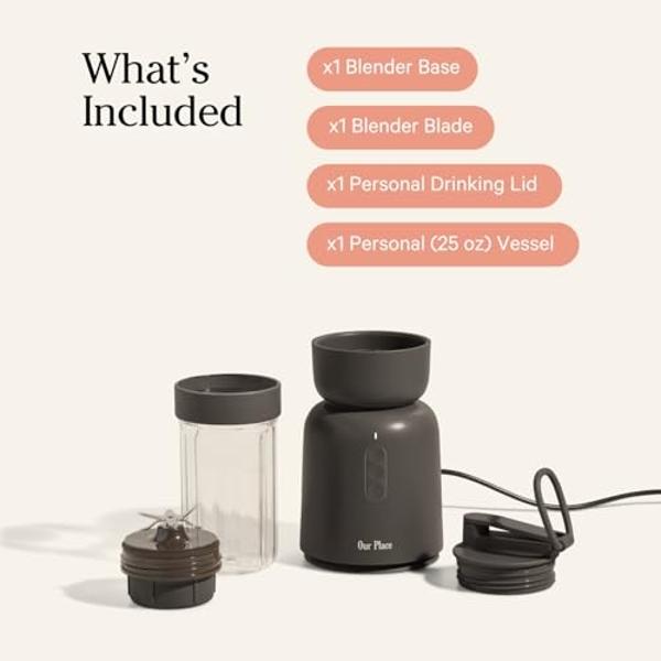 Licuadora de mano roja Keylitos de 600 ml con accesorios 5 en 1, turbo y control de velocidad ajustable.