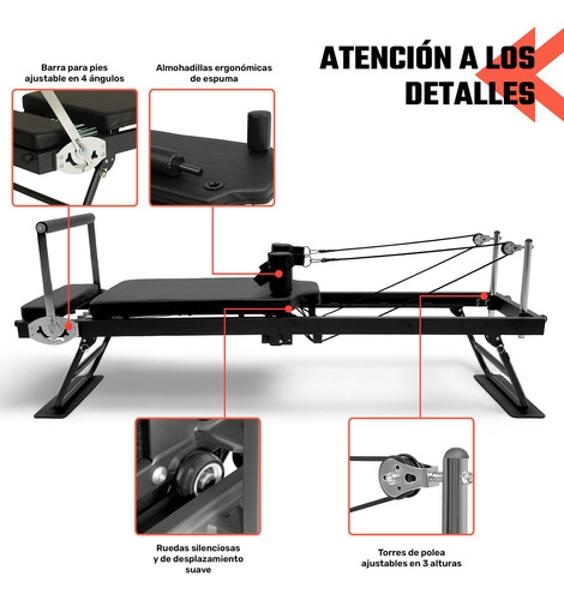 Cama Pilates Reformer Yoga Plegable Fitness 5 Resistencias Centurfit.
