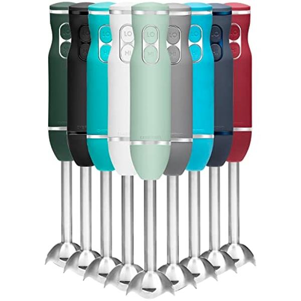 Batidora de mano Chefman con cuchillas de acero inoxidable, potente batidora eléctrica de 2 velocidades para picar hielo, ideal para preparar purés, batidos, salsas y sopas..