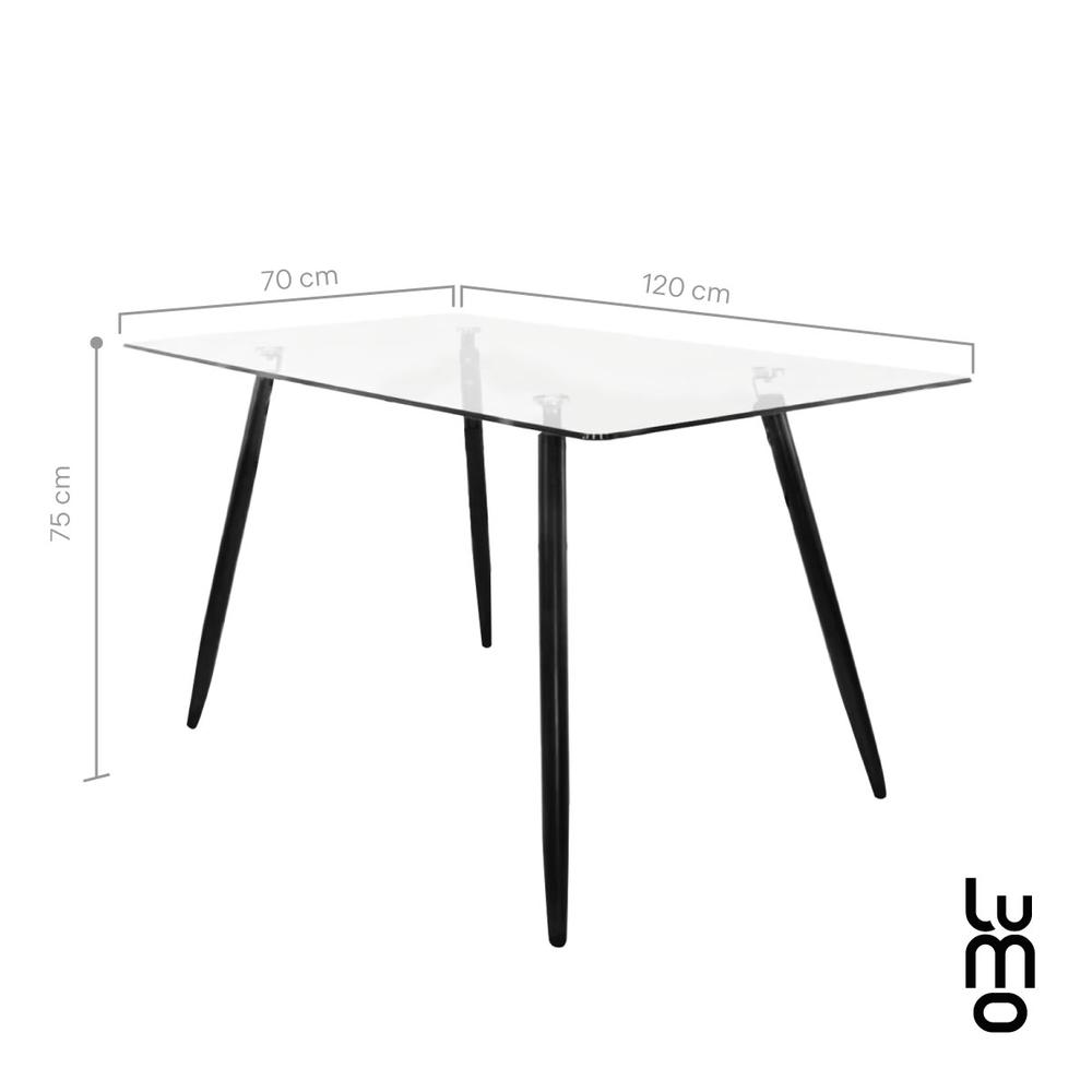 Mesa de Comedor Transparente Con Vidrio Moderna 120X70
