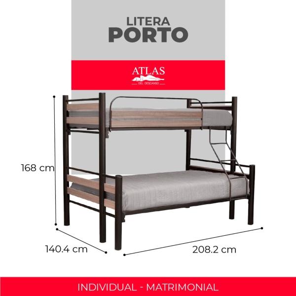 Litera Matrimonial - Individual Porto Con Escalera y Barandal de Seguridad