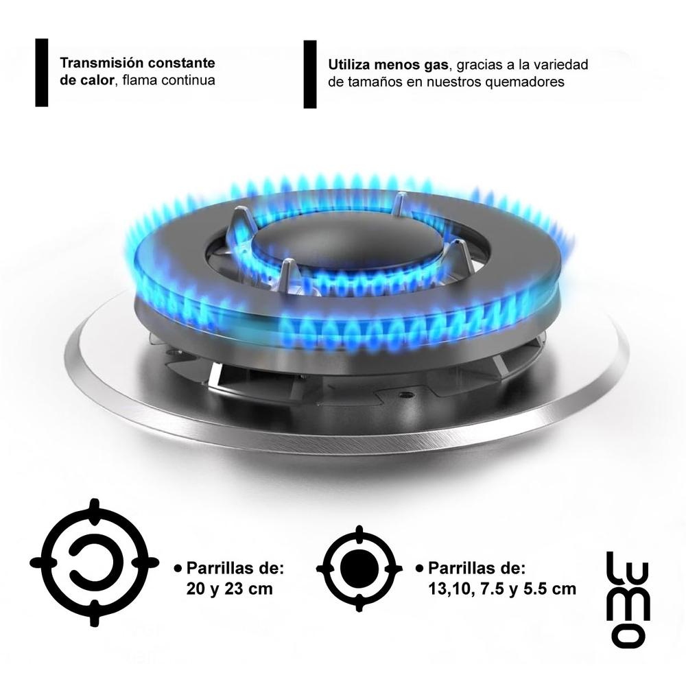 Parrilla Gas Acero Inox Rejilla de Hierro Reforzada 5 Quema