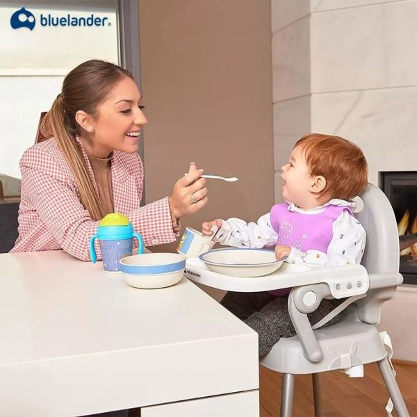 Silla para Bebé Desmontable con Cinturón De Seguridad, Periquera y Charola,Patas Ajustable de Altura, Gris, Bluelander 