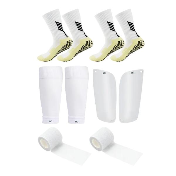 6pcs Calcetines Antideslizantes Con Espinilleras Para Fútbol Blanco Unitalla