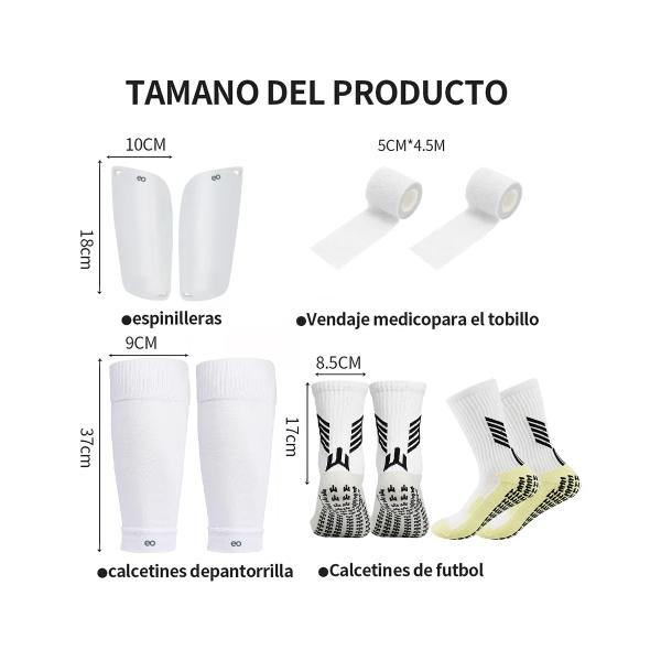 6pcs Calcetines Antideslizantes Con Espinilleras Para Fútbol Blanco Unitalla