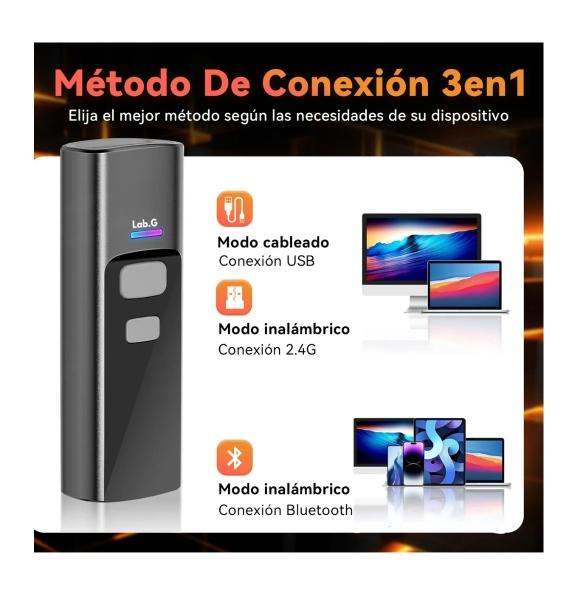 Escáner Lector Códigos Barras Inalambrico Bluetooth Portátil