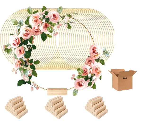 15 pzs Centro De Mesa Con Forma De Aro Floral Metal Boda 30cm