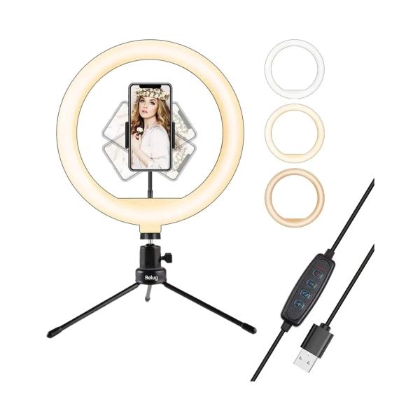 Aro De Luz Led 10 Pulgadas 26 Cm base negra