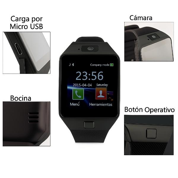 Smartwatch Dz09 Con Bluetooth, Cámara, Cronometro, Llamadas - Reloj Inteligente Negro