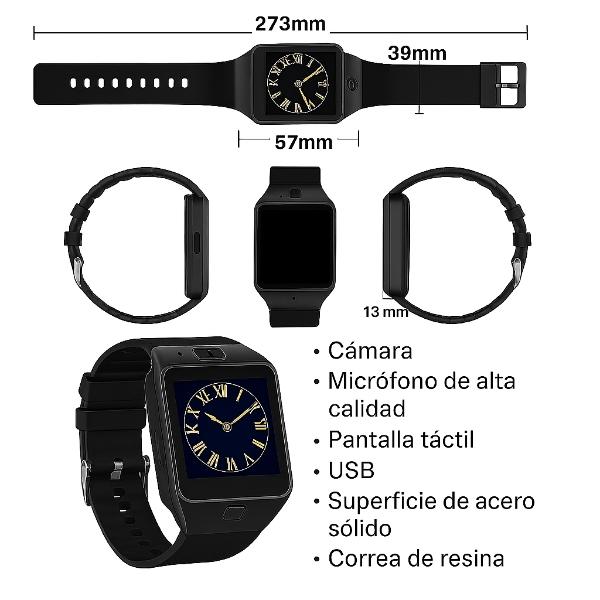 Smartwatch Dz09 Con Bluetooth, Cámara, Cronometro, Llamadas - Reloj Inteligente Negro