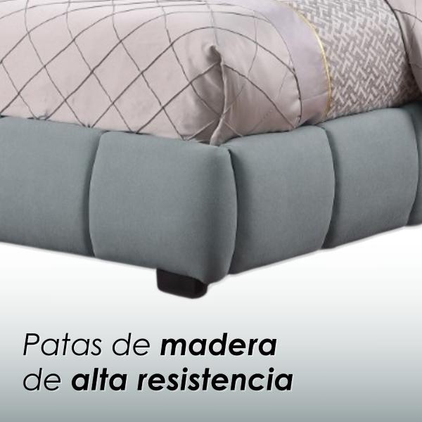 Ilios Innova | Base King Size con Cabecera, Sistema Hidráulico para Almacenamiento y Tapizado en Lino Azul.