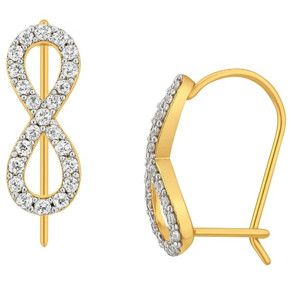 Aretes Infinito Con Circonias En Oro 10 K  + Obsequio