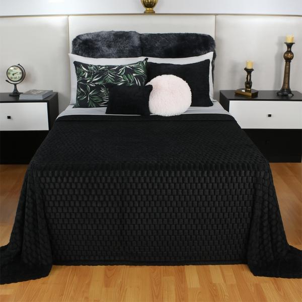 Frazada Embo King Size Negra 250x240 cm, ligera, suave, térmica y lavable