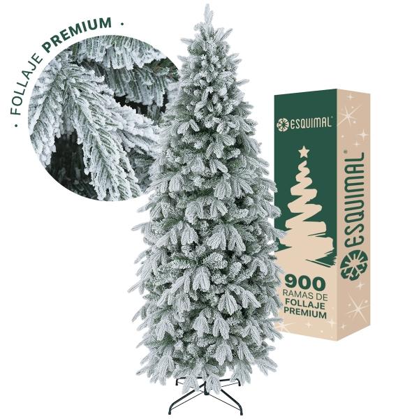 Árbol de Navidad Tipo Lápiz  2.2  900 Ramas  Pino Navideño. (Verde Nevado Premium) ESQUIMAL