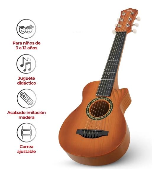 Guitarra para niños de 3 a 12 años correa ajustable Marron 66*21 cm