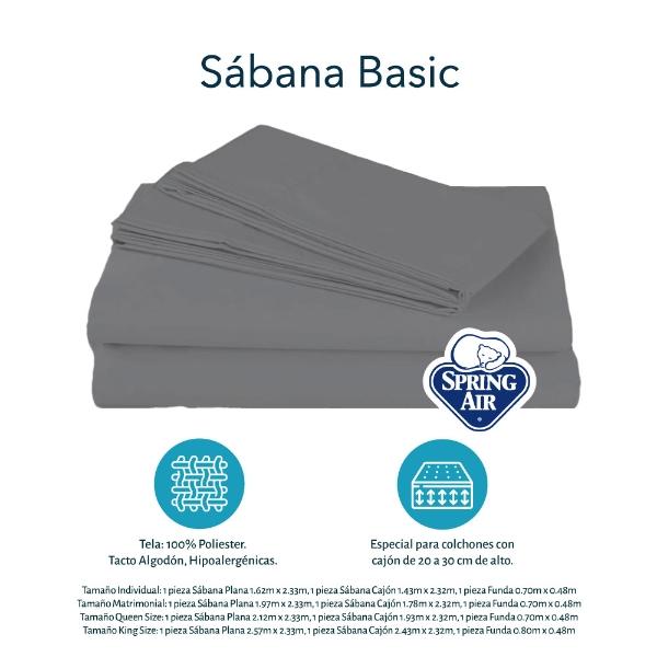 Sábanas King Size Spring Air Basic Gris 