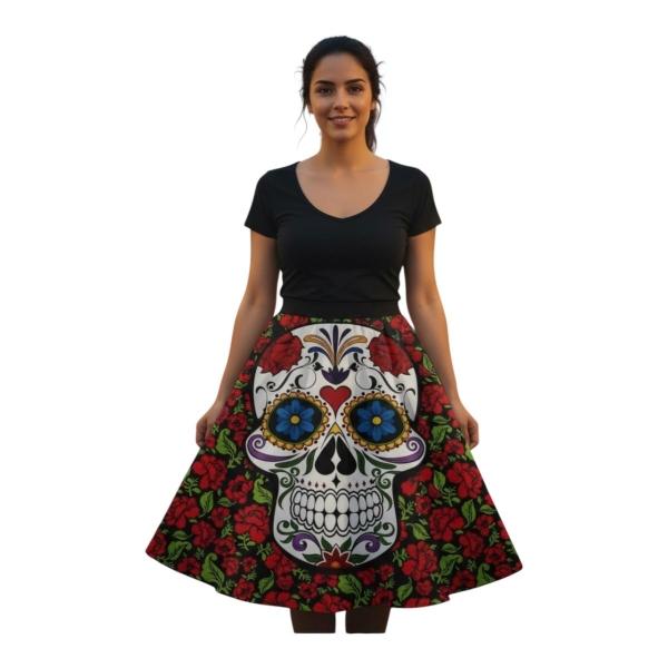 Falda Disfraz Mujer Para Día De Muertos Halloween Catrina