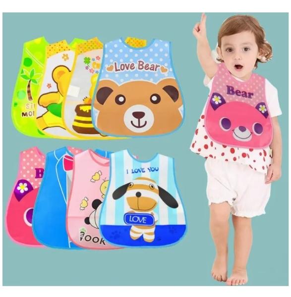 "10 Pcs Impermeables Eva Plástico Bebé Baberos Unisex Colores "