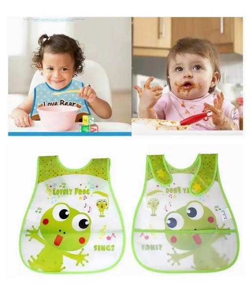 "10 Pcs Impermeables Eva Plástico Bebé Baberos Unisex Colores "