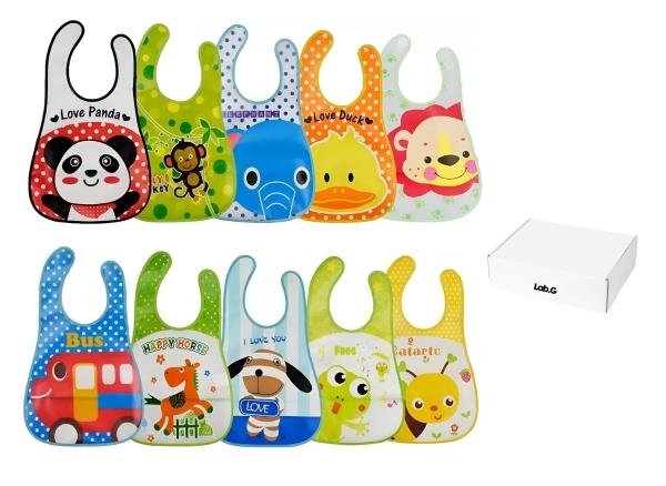 "10 Pcs Impermeables Eva Plástico Bebé Baberos Unisex Colores "