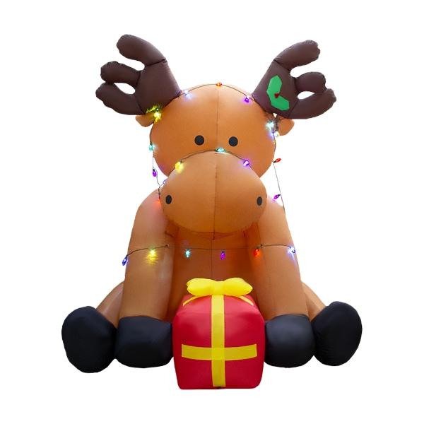 Inflable Navideño Reno Con Regalo Y Luces Navideñas 2.40mts