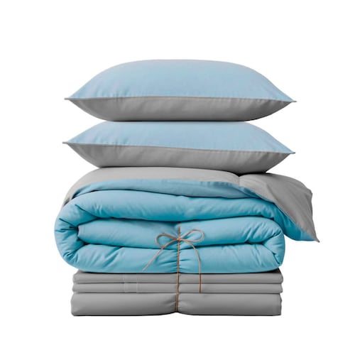 Azul Set 4 Almohada Atlas+ Colchoneta 5 Zonas+ Set de Cama Queen Size Azul+ ...