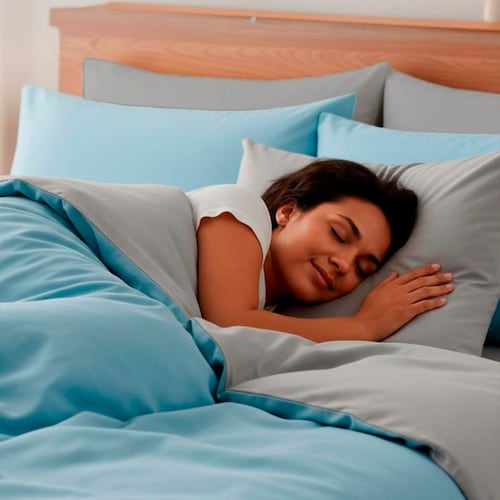 Azul Set 4 Almohada Atlas+ Colchoneta 5 Zonas+ Set de Cama King Size Azul+ ...