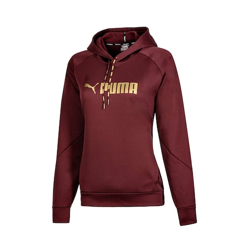 SUDADERA CASUAL PUMA FIT PWR FLEECER P/O HOODIE 522184-42 VINO PARA MUJER