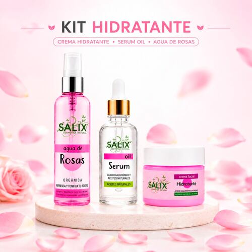 Salix Kit Hidratante Skincare con Crema Rosas Serum Oil y Agua de Rosas
