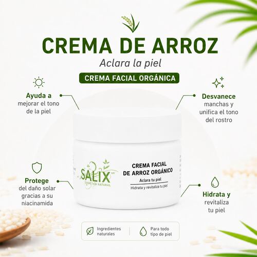 Salix Kit Cremas Naturales Skincare con Crema de Arroz y Acido Hialuronico
