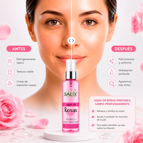 Salix Kit Limpiador Skincare Agua Micelar Agua de Rosas y Serum Arroz