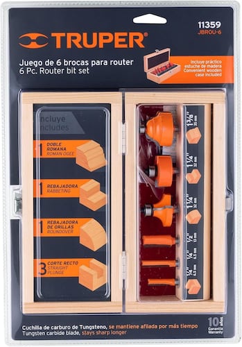 Juego de 6 brocas para router, Truper JBROU-6