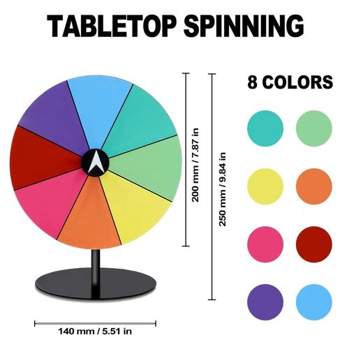 Ruleta Giratoria De Premios Con Soporte – Colorida Y Versátil Para Ferias, Supermercados, Fiestas Y Eventos