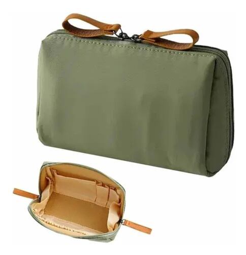 Neceser Doble Piel Sintética Neceser De Maquillaje Verde Claro - Organizador Impermeable Con Múltiples Compartimentos Juego Neceseres Verde Claro