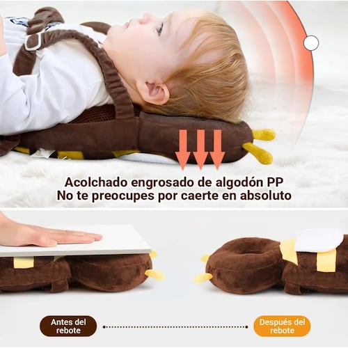 Casco Para Bebe Antigolpes Gorro Protector Acolchada Cabeza Marron