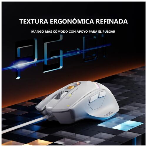 Mouse Con Botones Programables Mouse Ergonomico Alambrico Usb Gamer 6 Botones Programables Blanco